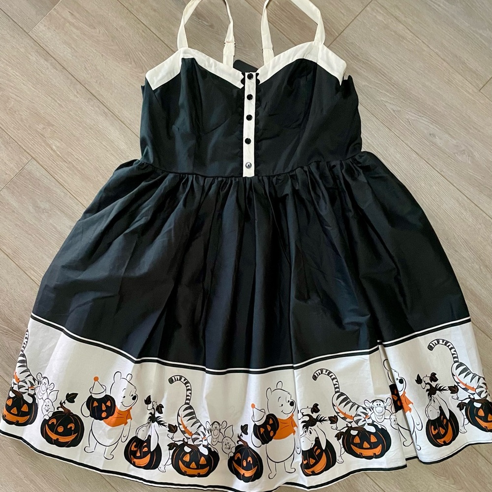 Disney Black and Cream Halloween Winnie the Pooh Print Dress - Picture 8 of 8